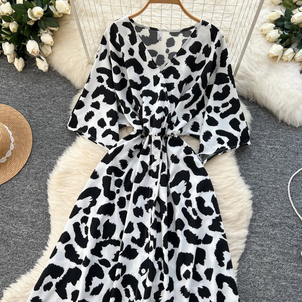 Ruched V Neck Office Dress Long Sleeve For Women Red