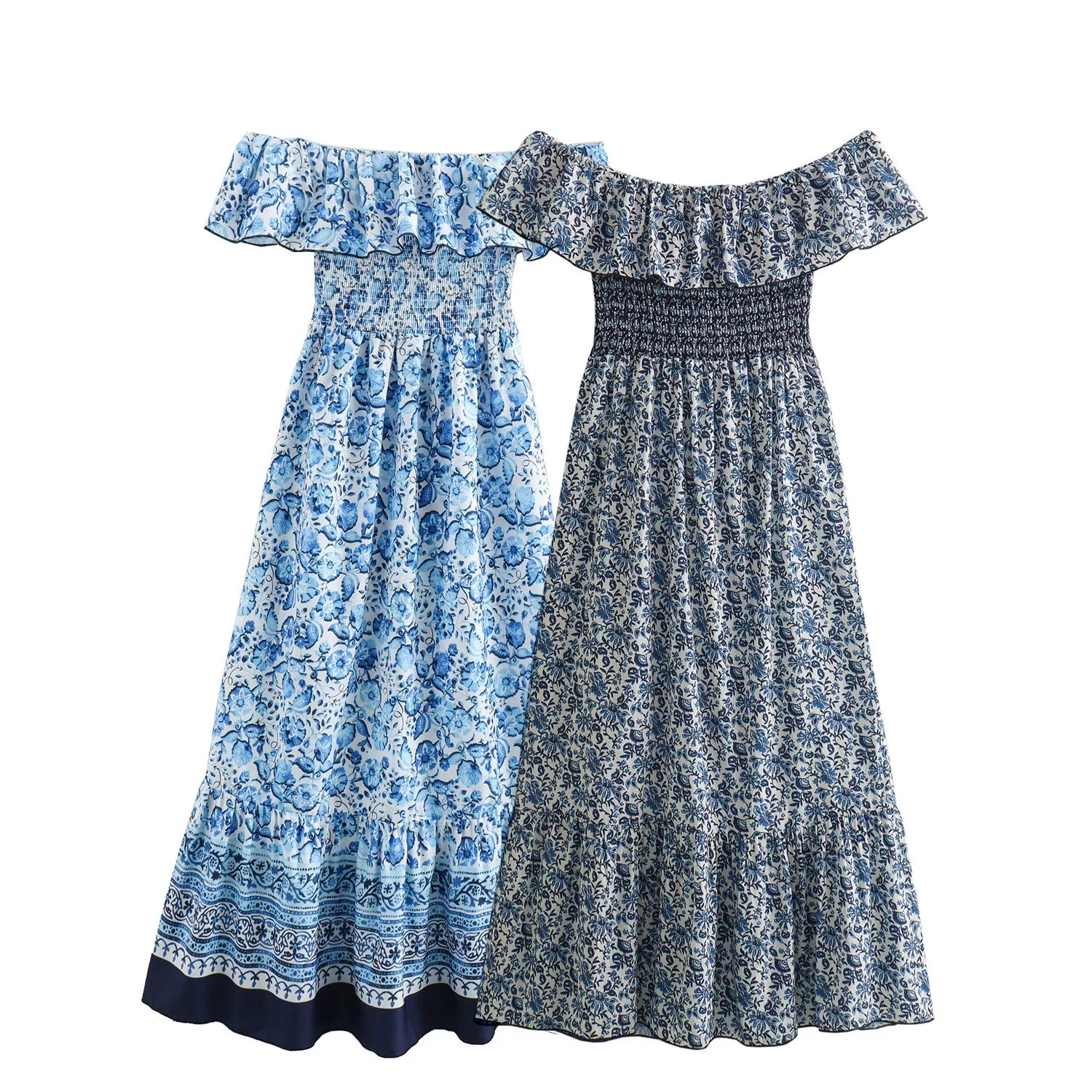 Off Shoulder Floral Print Long Vest Dress For Women