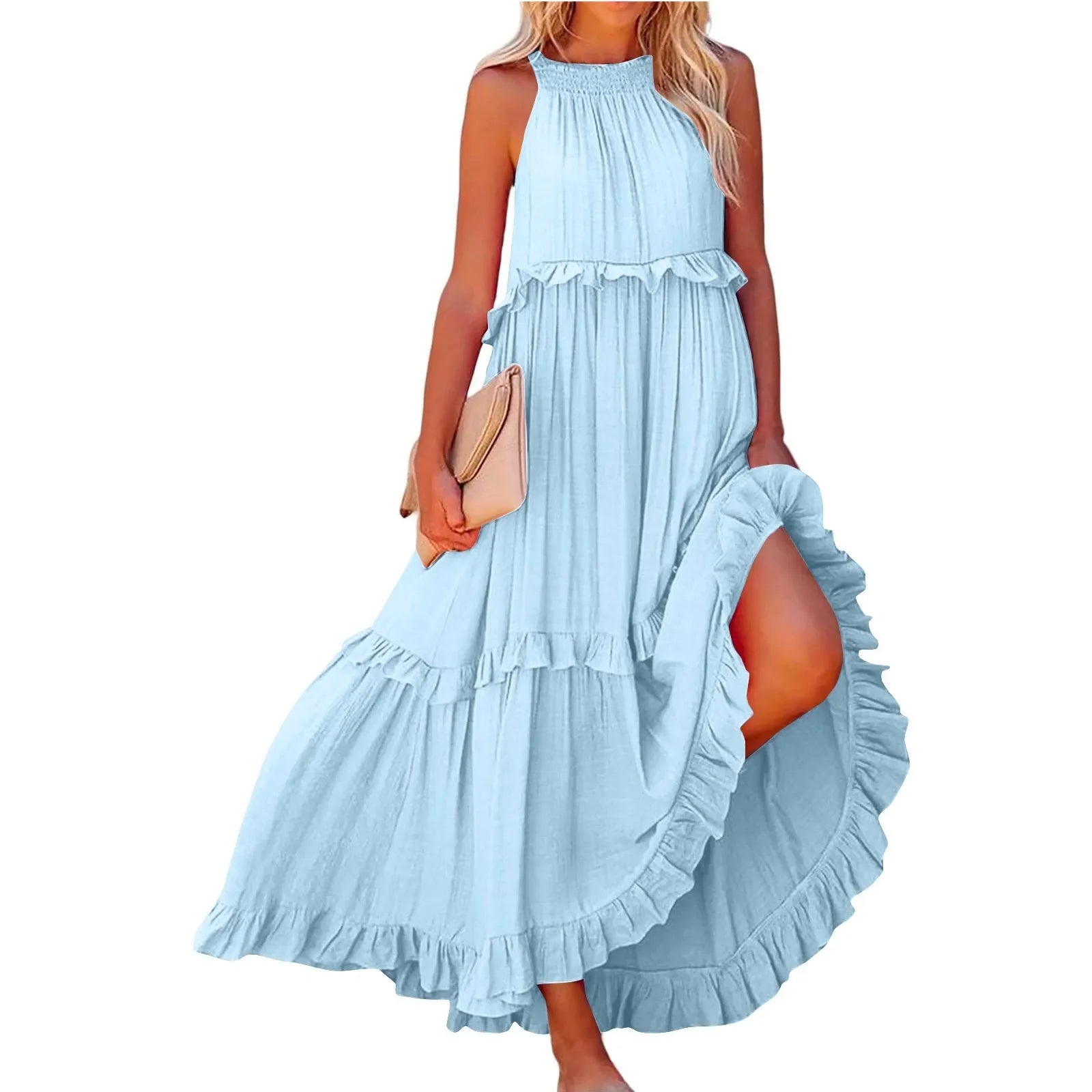 Women Summer Maxi Dress Lightweight Beach Swing Dress
