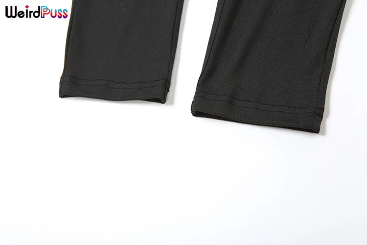 Weird Puss Tracksuit Women 2 Piece Set Casual Zip Thin Drawstring Crop Jacket and Leggings Matching Sporty Suit