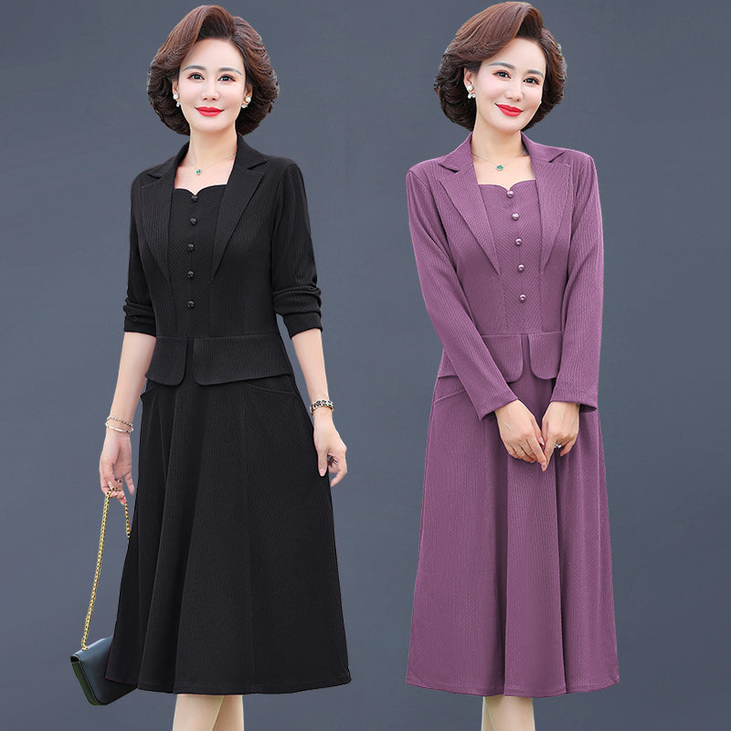 Autumn Women Aline Knee Length Office Dress With Collar