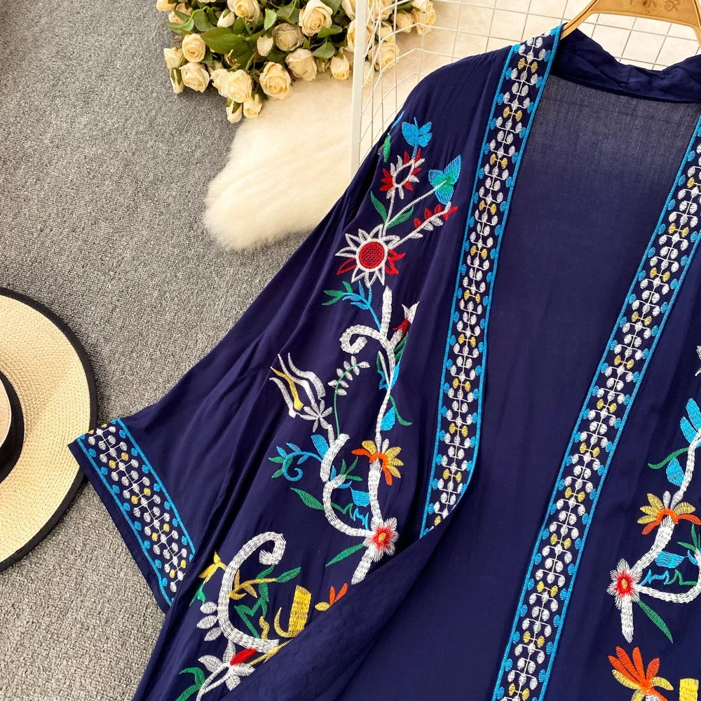 Bohemian Embroidered Floral Dress For Women Beachwear