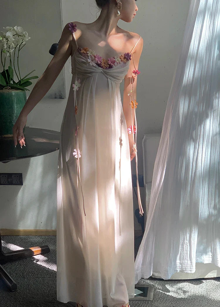 Boho Flower Maxi Dress Spaghetti Strap Beach Party