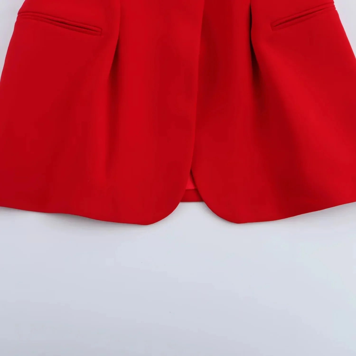 Chic Red Sleeveless Blazer and High Waist Wide Leg Pants Set for Office Ladies with V Neck and Sashes