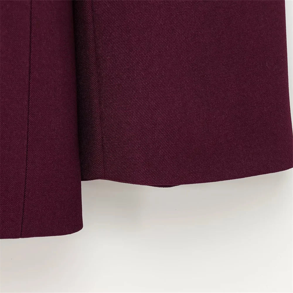 Women's Double Breasted Suit Jacket High Waist Pants Set