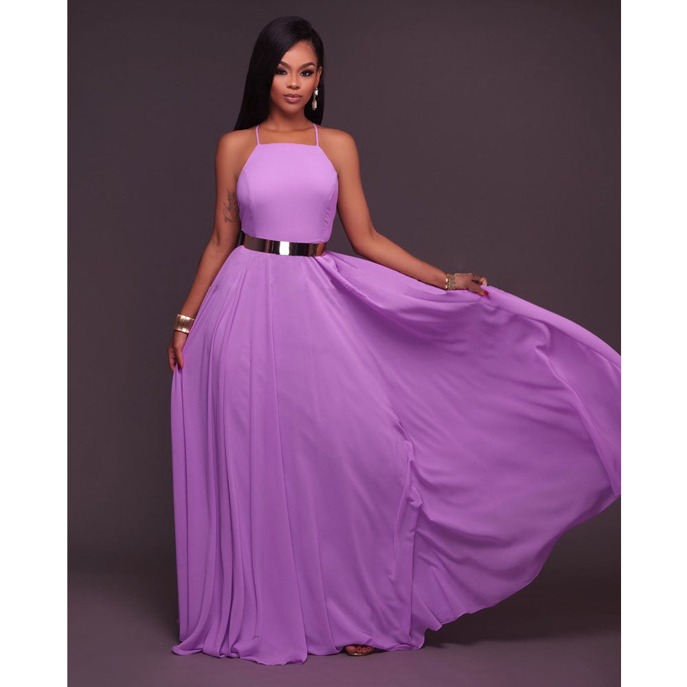 Boho Maxi Dress Sleeveless Summer O Neck Backless Sundress