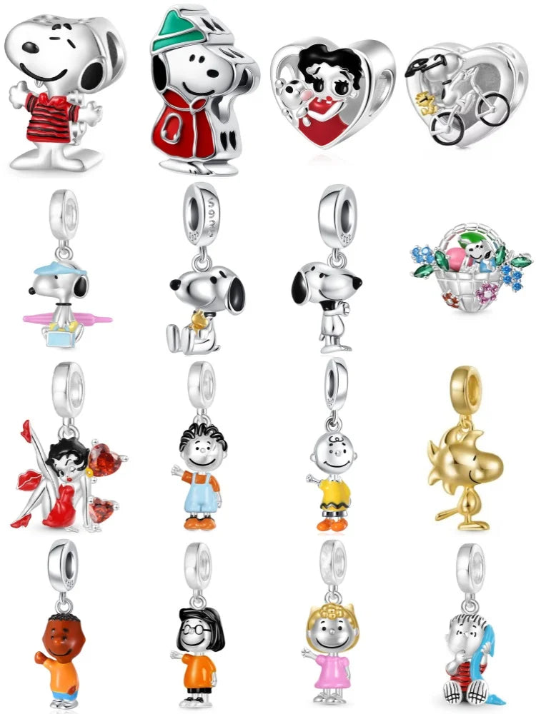 925 Silver Flower Basket Dog Beads for Boys and Girls Pendants Suitable for DIY Exquisite Jewelry