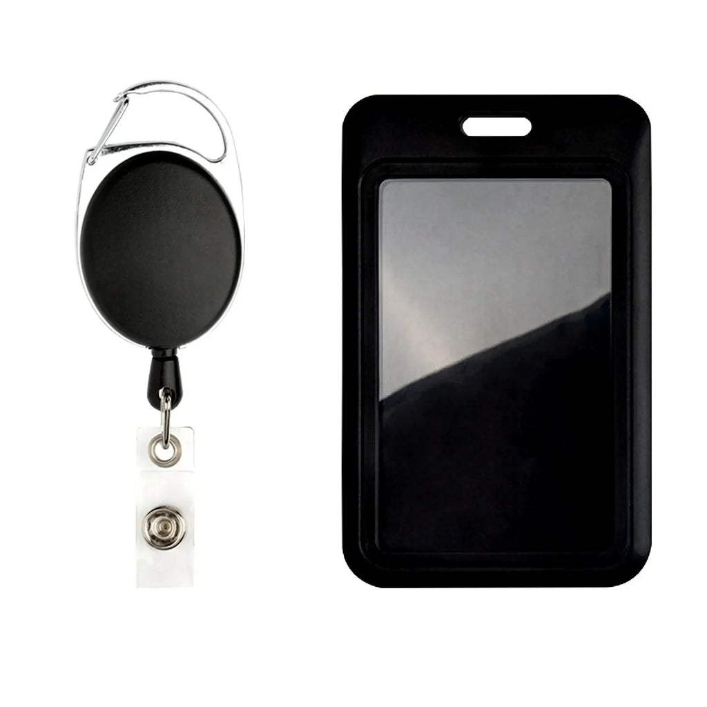 Retractable ID Badge Holder with Heavy Duty Carabiner Clip and Durable Nylon Cord for Men and Women