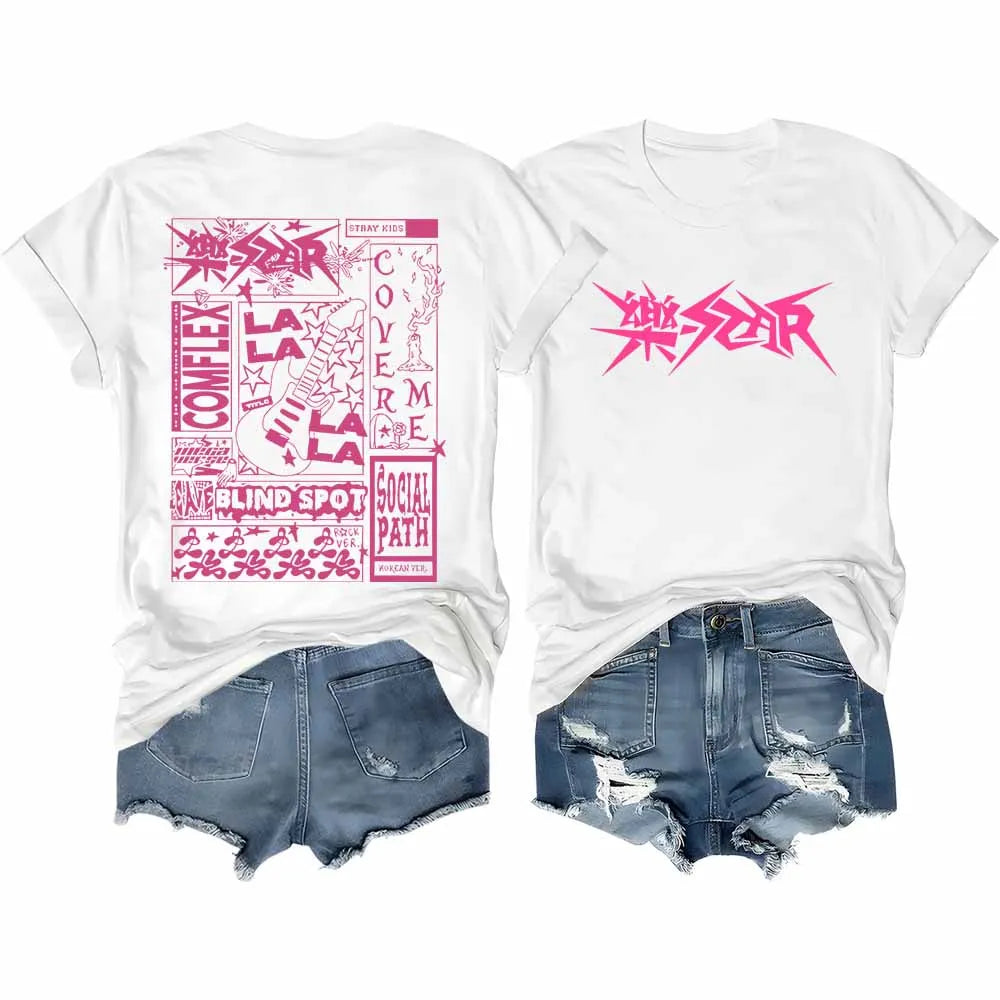Stray Kids Kpop T-Shirt Rock Star Short Sleeve Cotton Tee with Streetwear Design