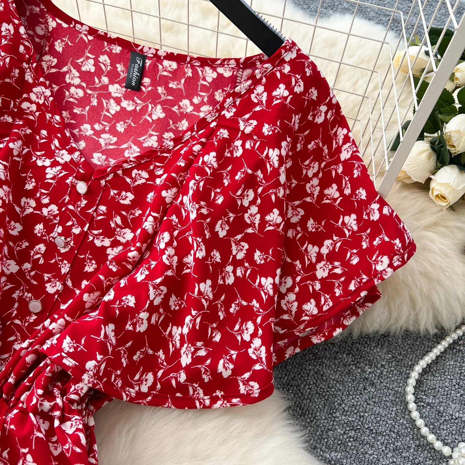 Floral Print Sundress V Neck A Line For Summer Party