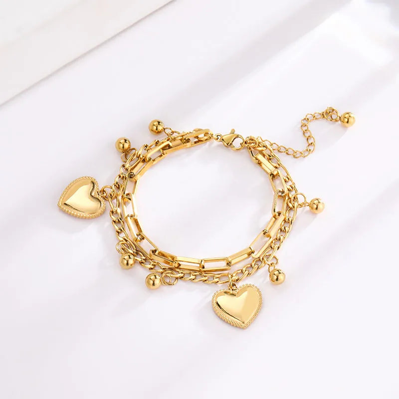Women's Multi Layered Steel Ball Love Bracelet for Travel, Date, Party and Festival Gifts