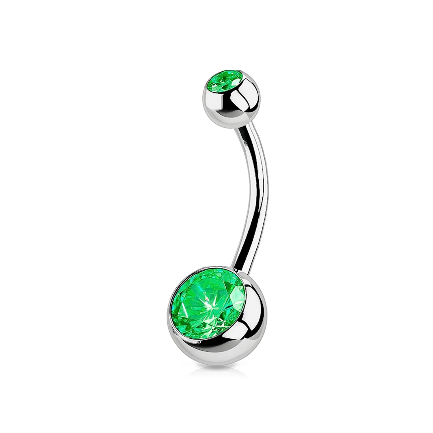 G23 Titanium Crystal Gem Curved Barbell Belly Button Rings for Navel Piercings