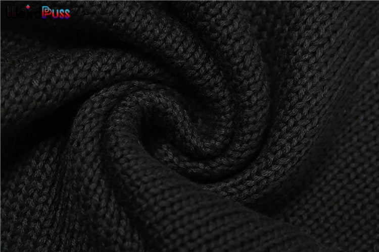 Weird Puss Bandage Knit Halter Jumpsuit with Gloves Women Stretch Sexy Backless Hollow Skinny Street Style Stacked Workout Overalls