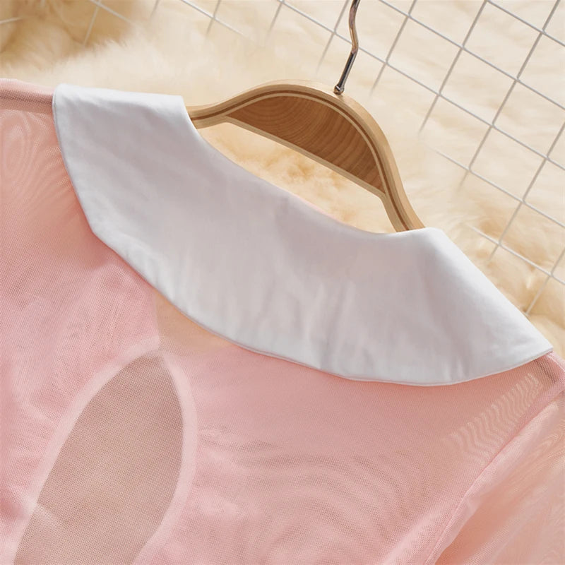 Kawaii Sheer Lace Patchwork Dress With Slit Party Wear