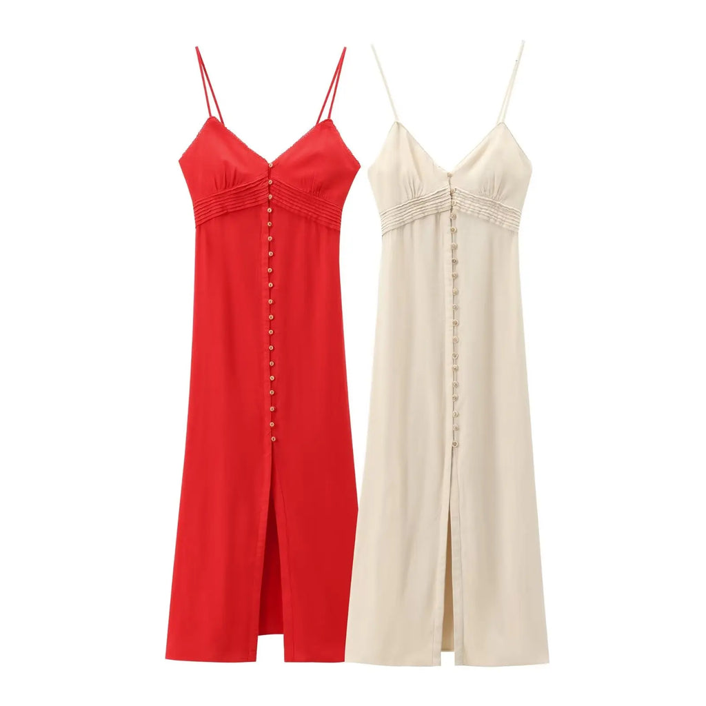 Linen Blended Suspender Dress For Women Summer French