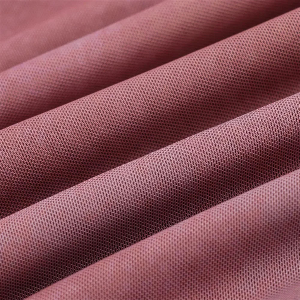 Pleated Silk Mesh Dress With Round Neck For Spring Summer