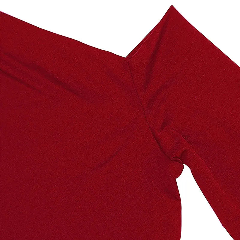 One Shoulder Red Dress Knit For Women Autumn Winter Fashion
