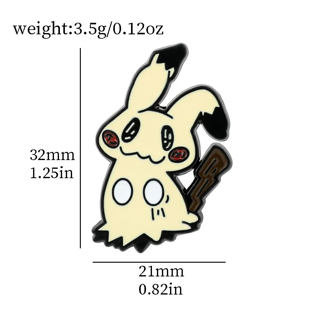 Cartoon Animal Enamel Pin Brooch Set 4 Pcs Fun Mimikyu Jewelry for Backpack Wallet and Clothes Accessories