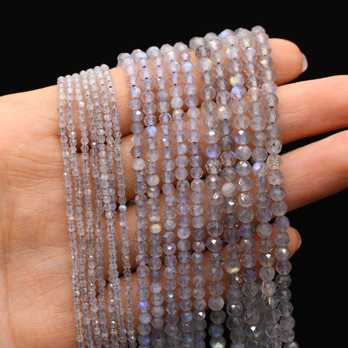 Natural Flash Labradorite Round Faceted Spacer Beads for Jewelry Making DIY Necklaces and Bracelets