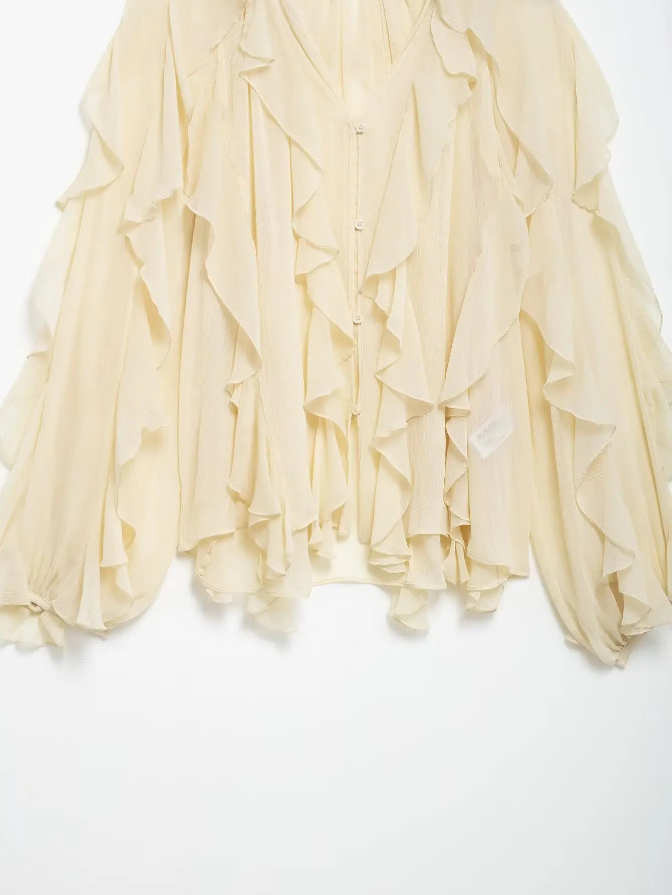 Women's Burgundy Ruffle Layer Casual Blouse Long Sleeve Loose Fit Button-Front Shirt High Street Fashion Top