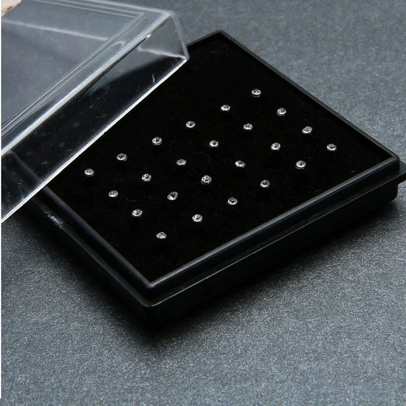 24pcs Colorful Rhinestone Nose Rings and Studs for Women with Stainless Surgical Steel Nose Piercing Jewelry