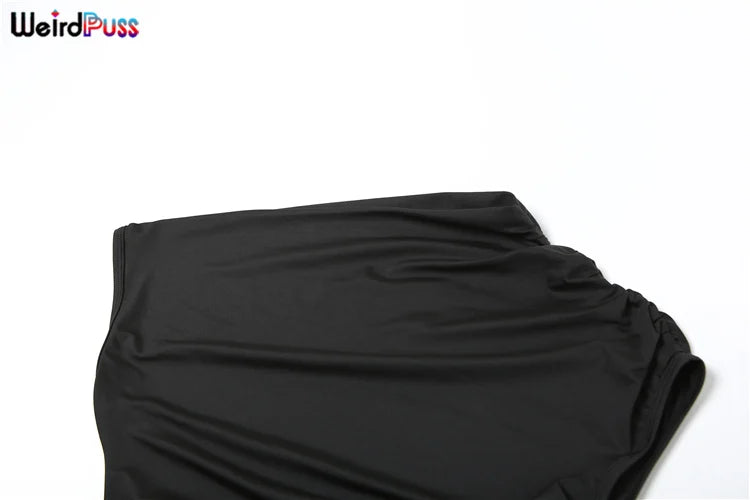 Weird Puss Skew Collar Elegant Women Two Piece Set Stretch Short Sleeve Crop Top and Bandage Maxi Skirt Matching Outfit