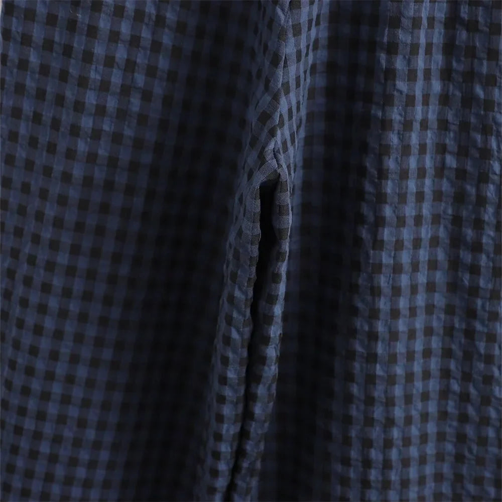 Women's Slim Fit Plaid Jumpsuit with Lace Collar Long Sleeves Casual Elegant Office Wear