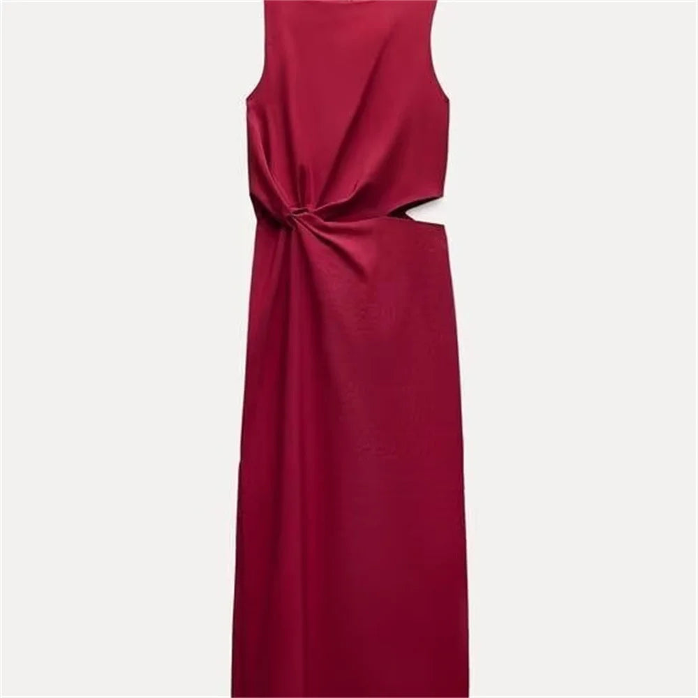 Casual Sleeveless Round Neck Midi Dress For Women Everyday
