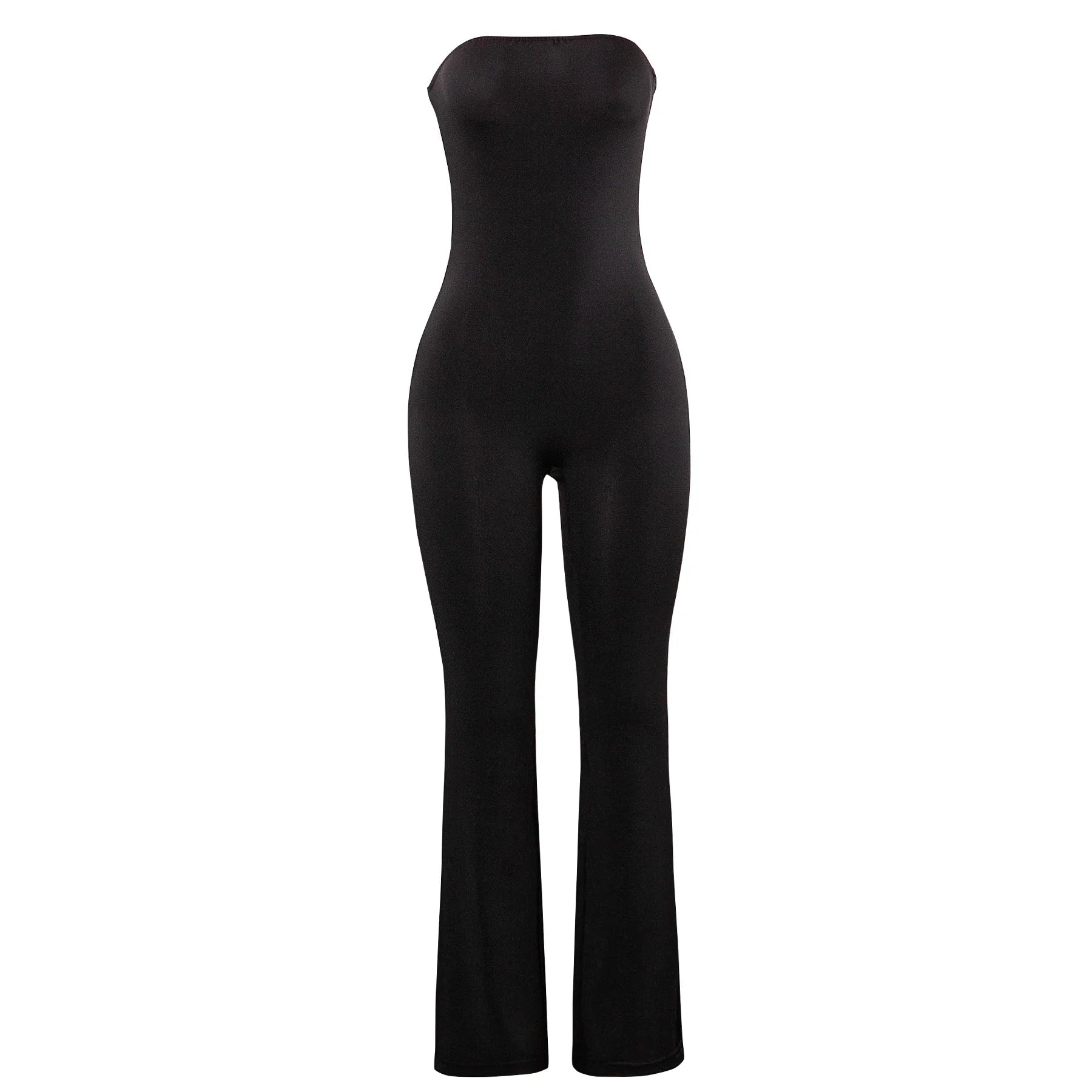 Women's Sexy Strapless Solid Color Tight Jumpsuit for Streetwear Family Gatherings Vacations and Leisure
