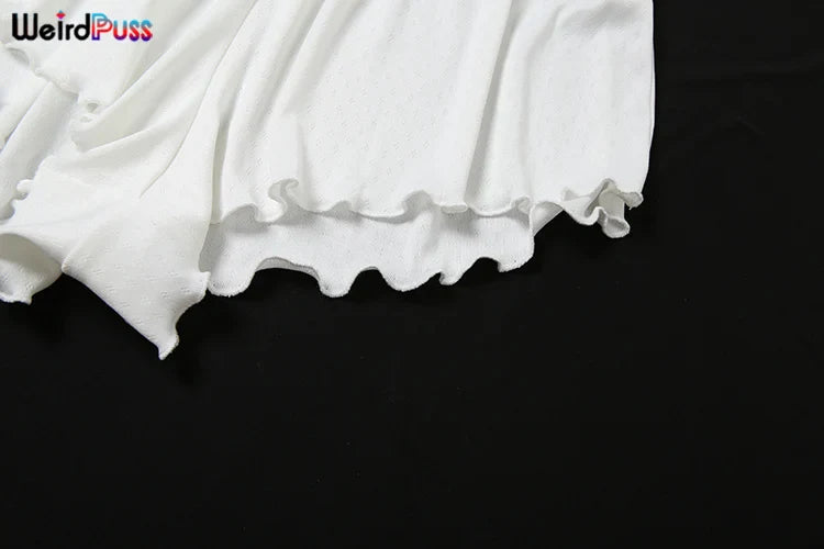 Casual Solid Two Piece Set for Women Long Sleeve Single Breasted Crop Top with Ruffled Thin Mini Shorts Autumn Trend Stylish Matching Outfit