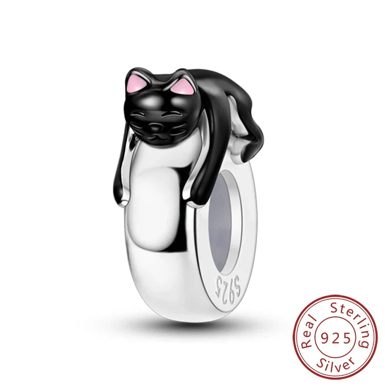 Fit Original 925 Sterling Silver Clip Charms with Zircon and Silicone Spacer Beads for Women DIY Bracelet Gift