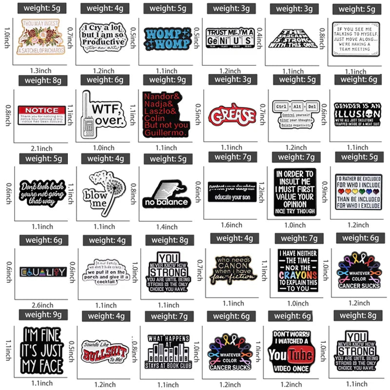 Custom Quotes Enamel Pins with Funny Phrases and Positive Sayings Rainbow Text Brooch Lapel Badge Jewelry Gift for Friends