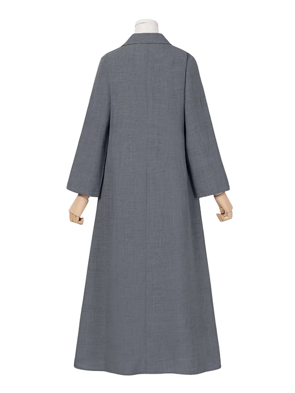 Women Long Sleeve Maxi Dress Office Casual Solid A Line