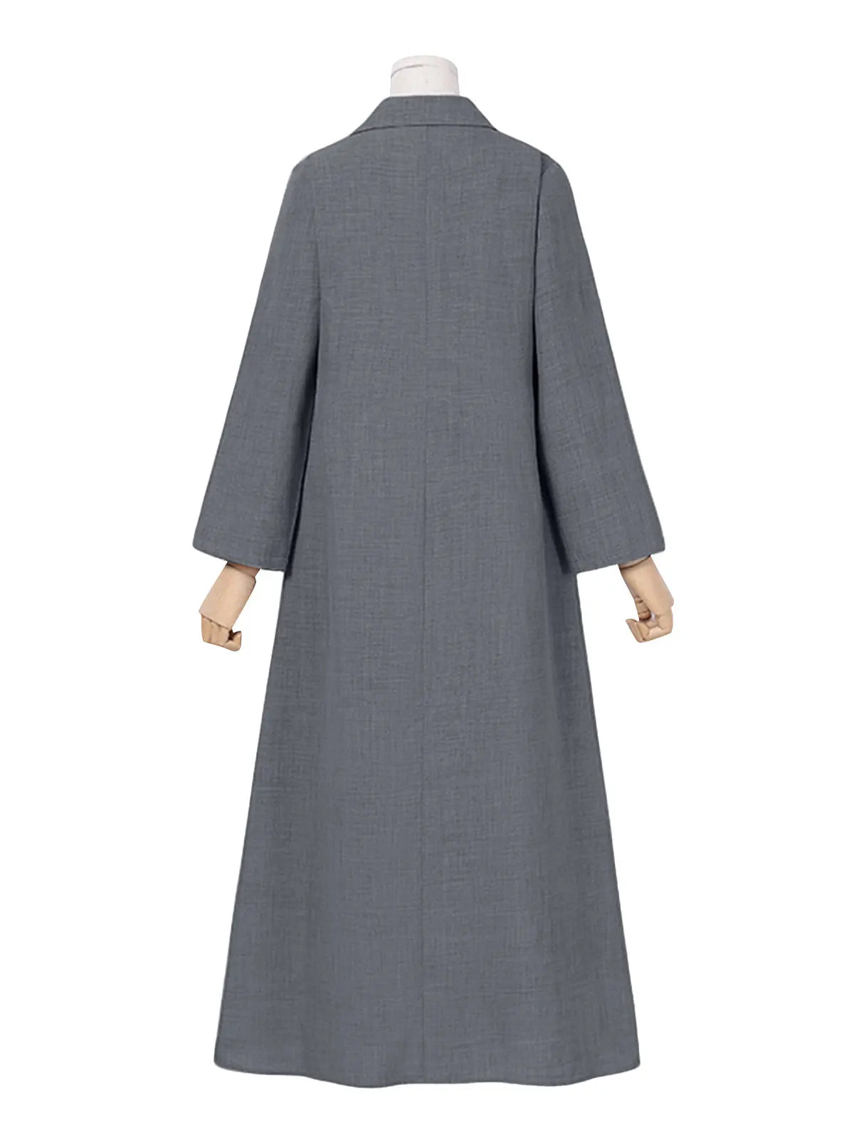 Women Long Sleeve Maxi Dress Office Casual Solid A Line