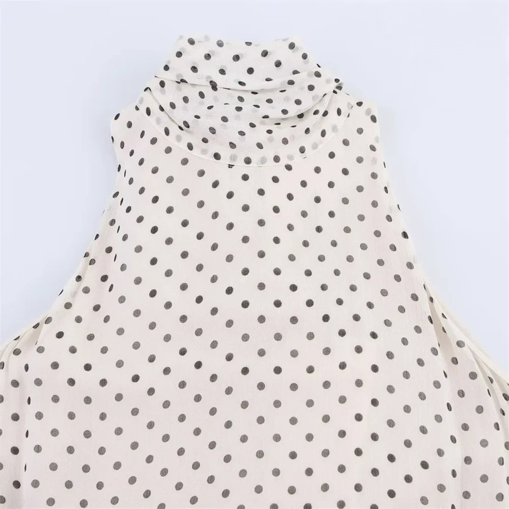 Polka Dot Halter Neck Dress For Women Summer Fashion