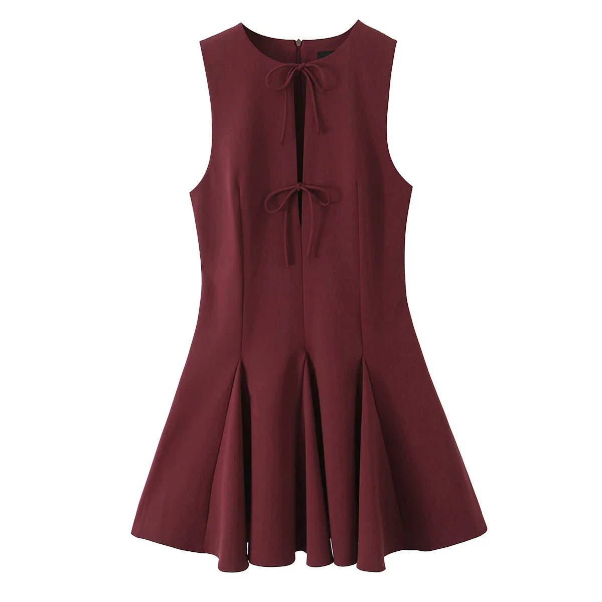 Sexy Bow Pleated Sleeveless Mini Dress For Summer Women