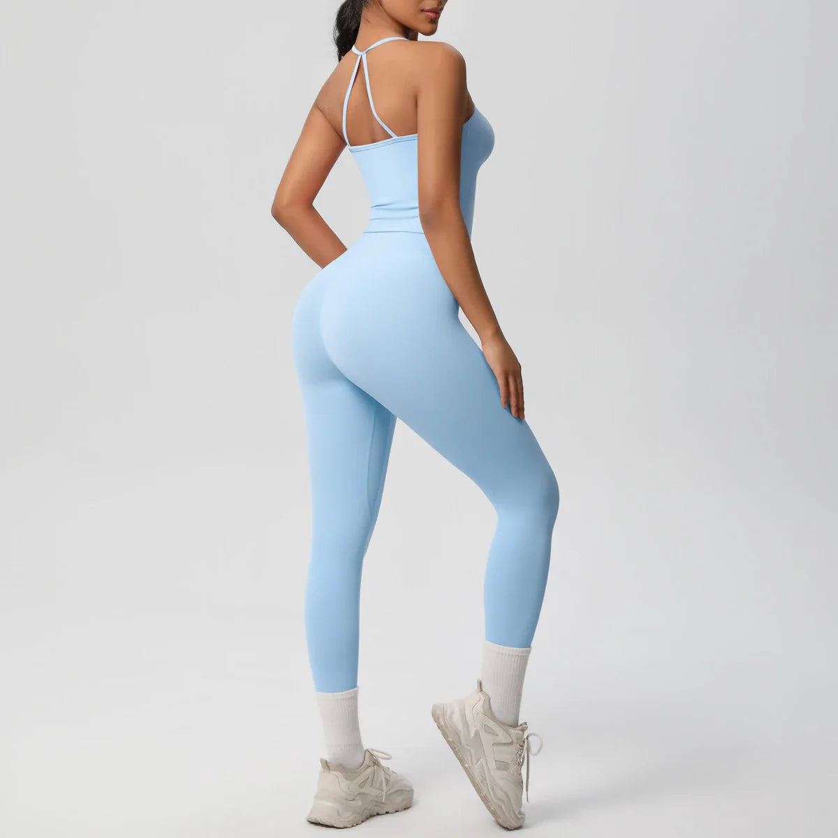 2PCS Nude Feeling Yoga Set for Women Push Up Sport Bra and High Waist Leggings Fitness Running Workout Tracksuit Activewear