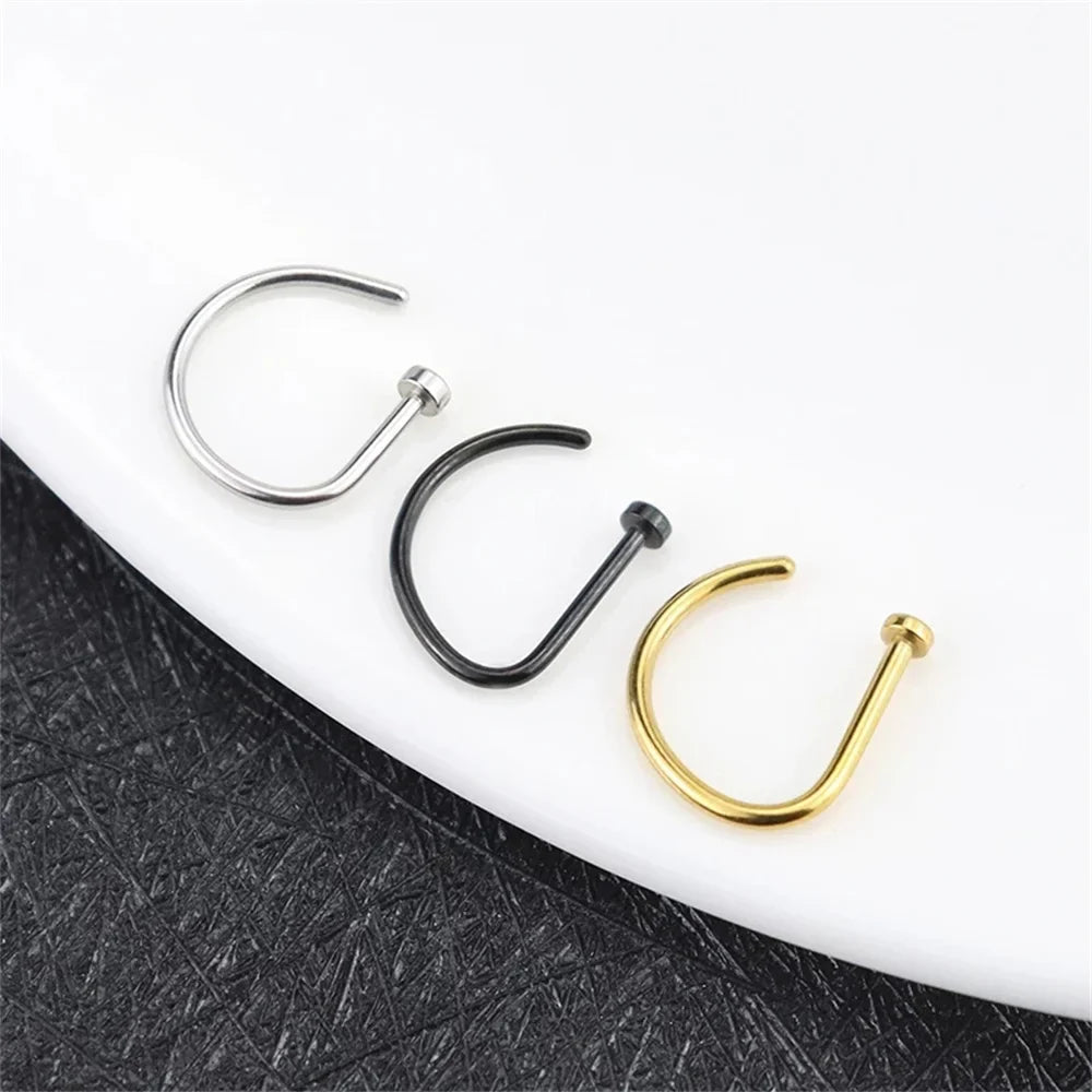 Fashion Non Piercing Nose Clip Earrings for Men and Women - Stainless Steel Punk Style Septum Jewelry