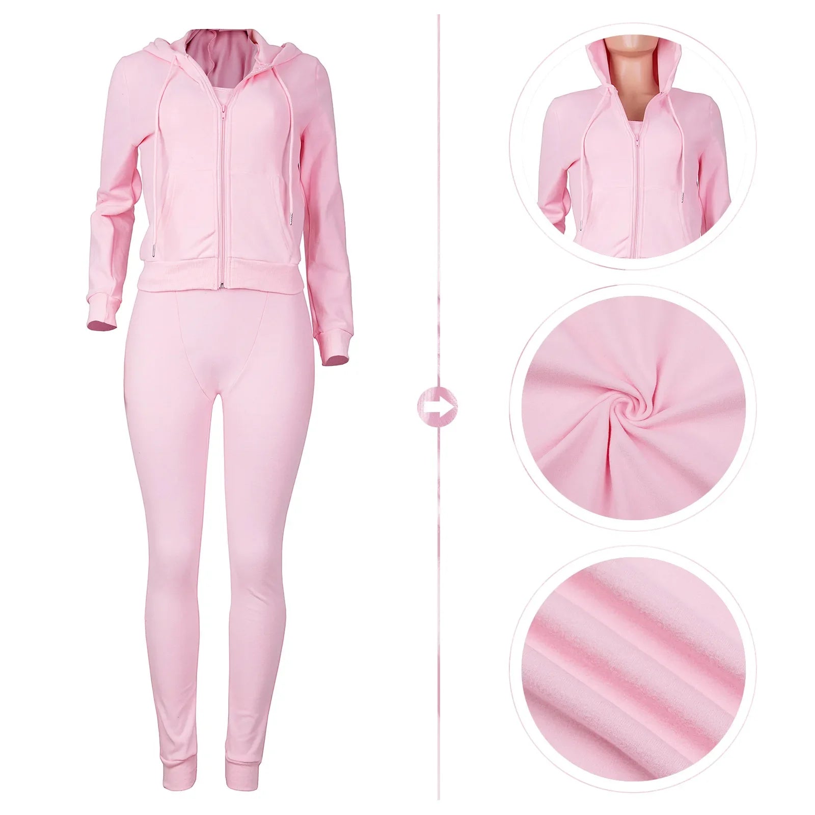 Women Thick Fleece 3 Piece Jogger Sweatsuit Set with Sweatpants, Vest and Hoodie for Fall and Winter