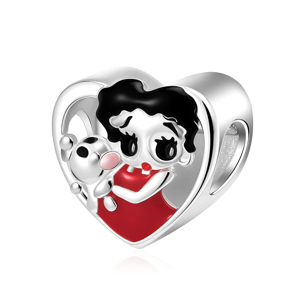 925 Silver Flower Basket Dog Beads for Boys and Girls Pendants Suitable for DIY Exquisite Jewelry