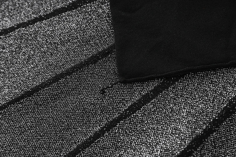 Silver Silk Waist Slimming Strap Dress Knit Short Skirt