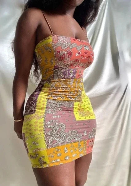 Summer Spaghetti Strap Bodycon Mini Dress For Beach Club