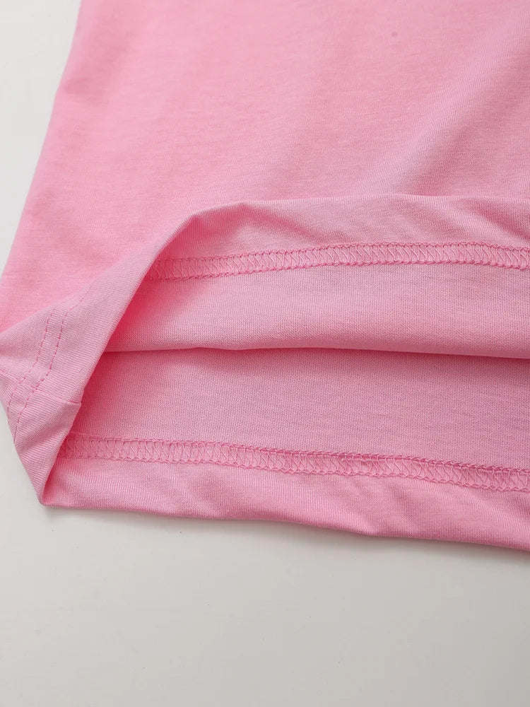 Women's Solid Casual Trouser Set with Short Sleeve T-Shirt and Elastic Waist Wide Leg Pants