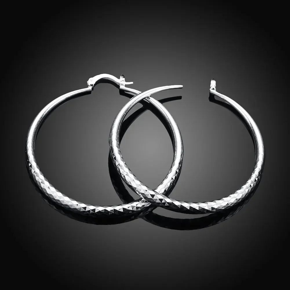 925 Sterling Silver Circle Hoop Earrings for Women Stylish Wedding Party Jewelry Holiday Gifts