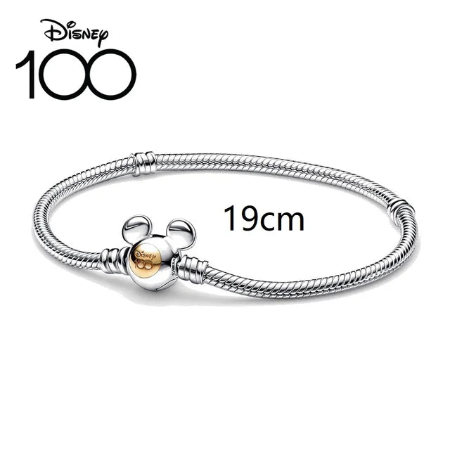 Minnie Mickey Spider 925 Silver Plated Charm Bracelet with Love Heart Clasp for Women DIY Jewelry Gifts
