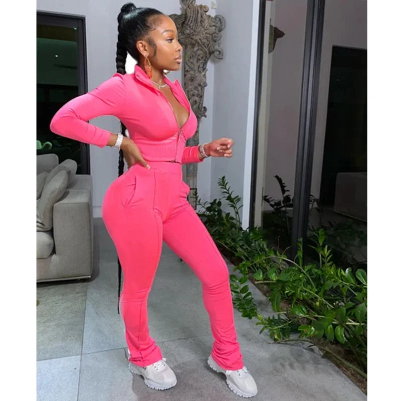 Casual Solid Color Two Piece Sports Set Comfortable Lightweight Workout Lounge Wear