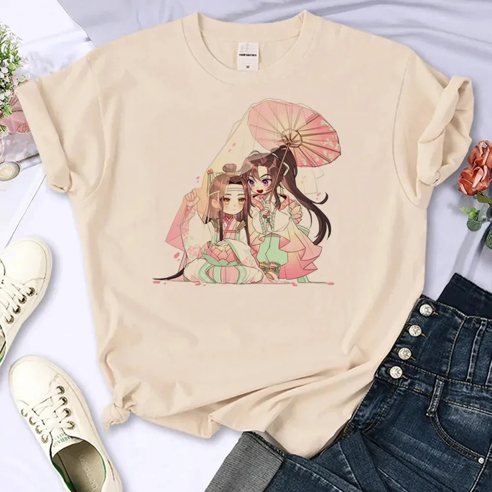 Mo Dao Zu Shi T-Shirts for Women Japanese Manga Summer Top Loose Fit Round Neck Tee