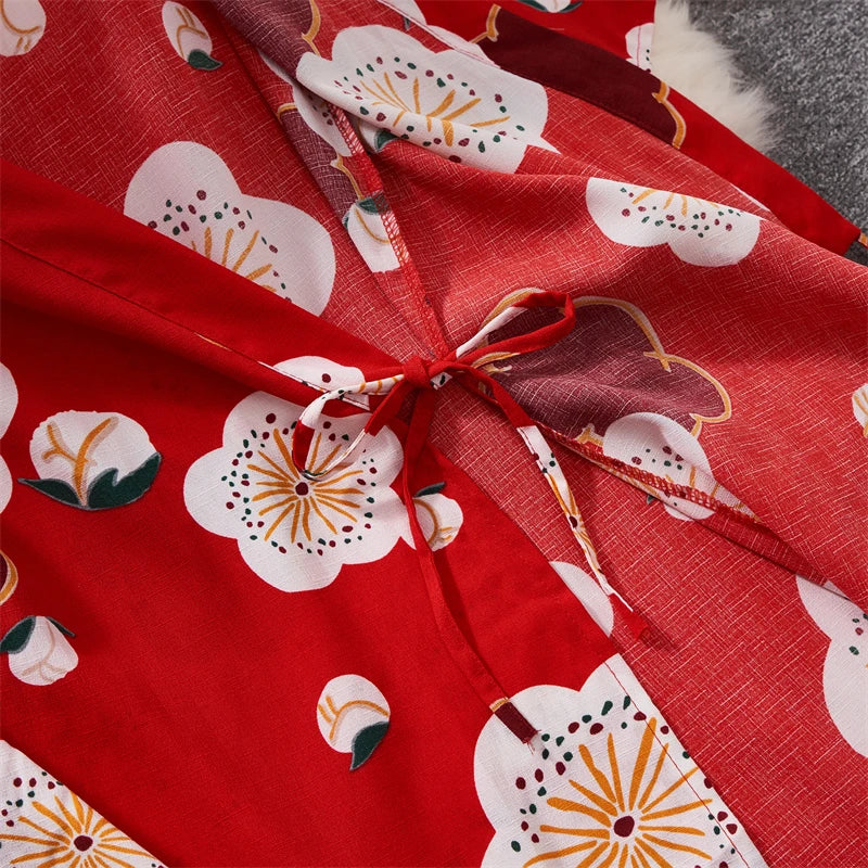 Red Kimono Cardigan For Women See Through Lace Up Dress