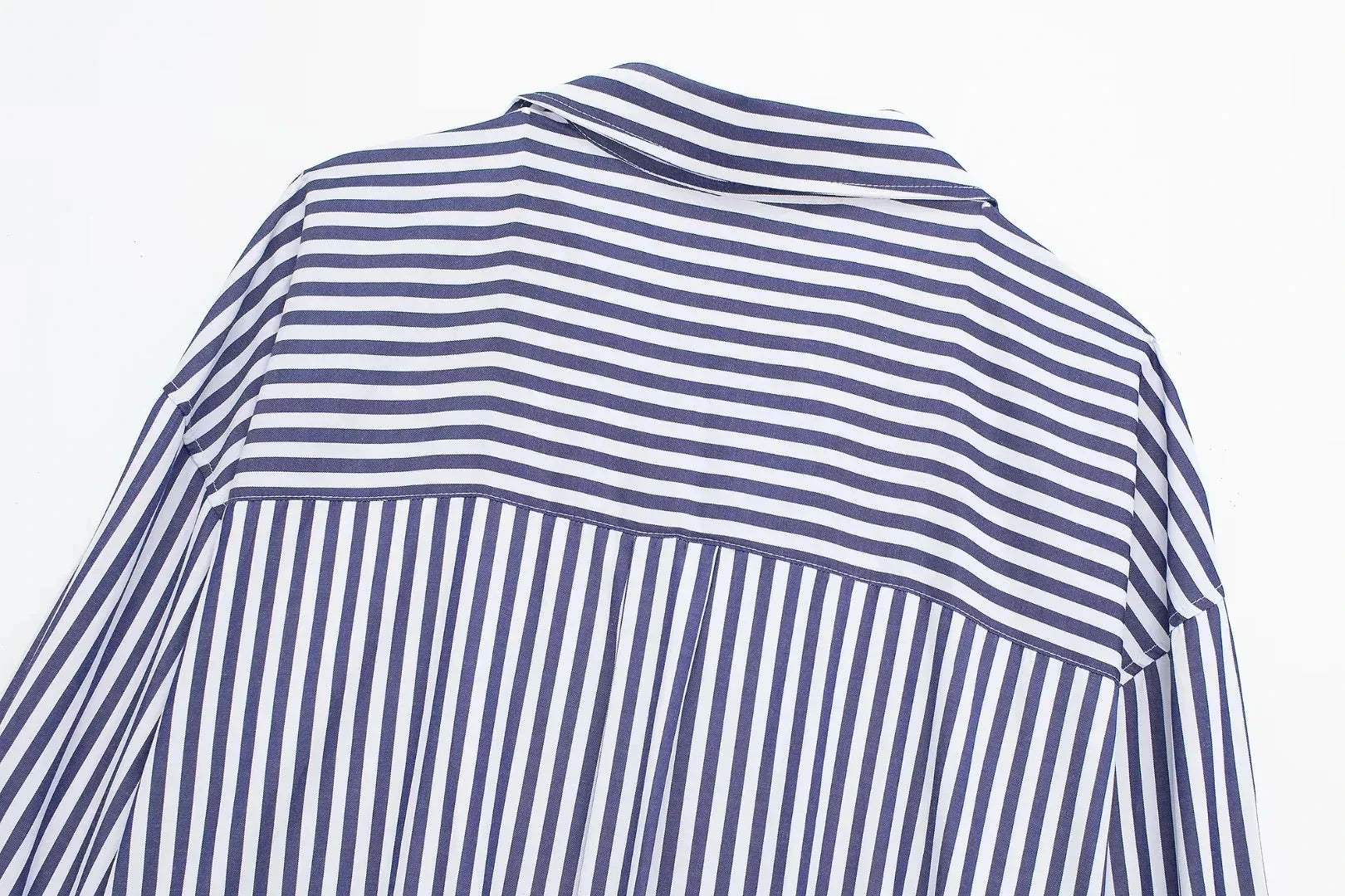 Women's Casual Striped Single Breasted Long Sleeve Lapel Blouse Elegant Solid Color Office Shirt Chic Top