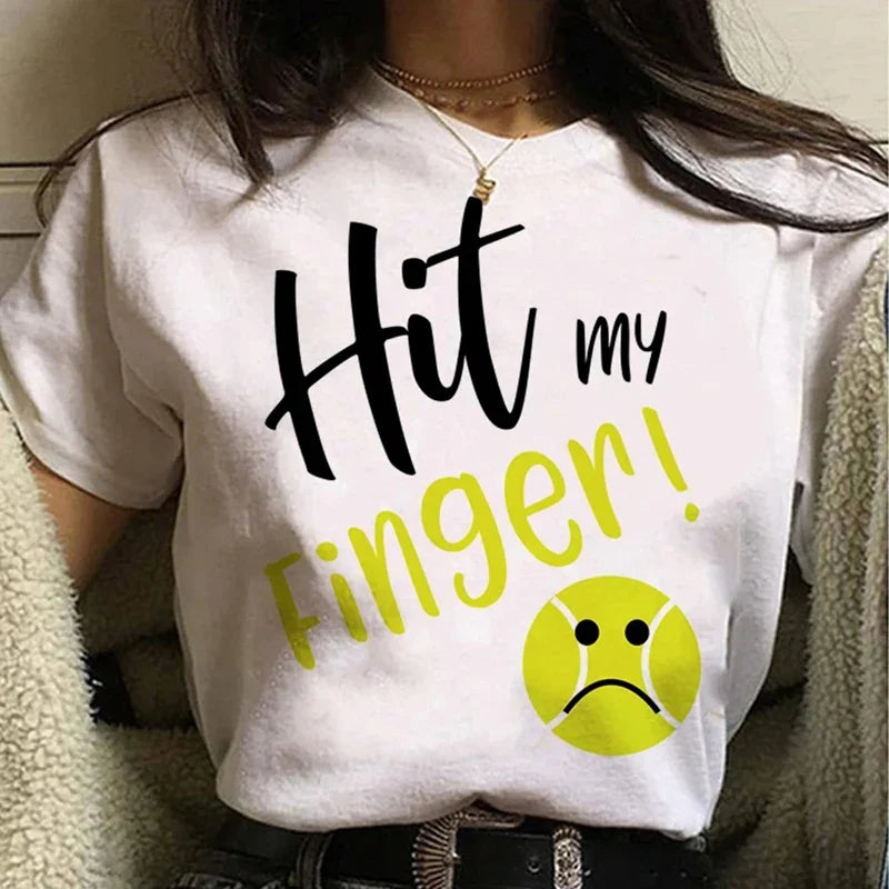 Y2K Women's Casual Short Sleeve T-Shirt with Funny Print and Round Neck for Summer Streetwear